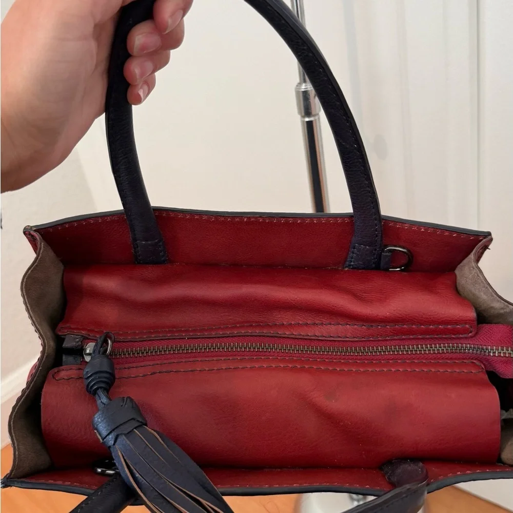 Maliparmi Black and Red Embossed Leather Satchel